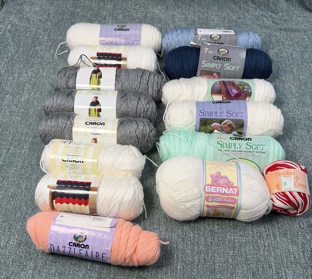 Caron and Bernat Assorted Yarn Lot Simply Soft Dazzleaire Softee Baby